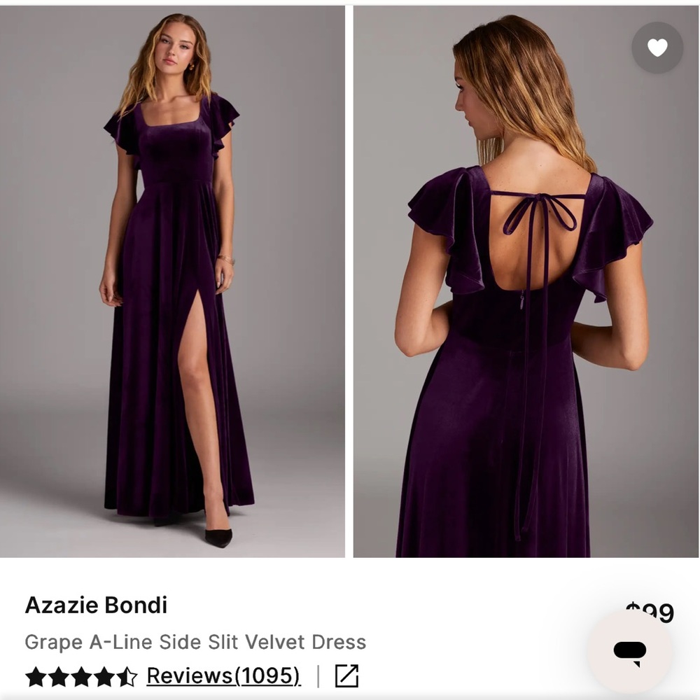 Azazie Velvet Maxi Dress in Grape - Picture 4 of 4